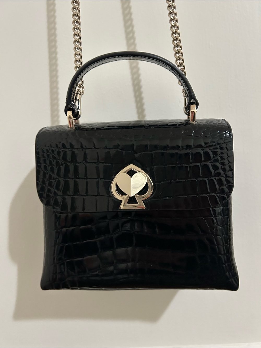 Kate Spade Romy Black Croc Embossed Bag